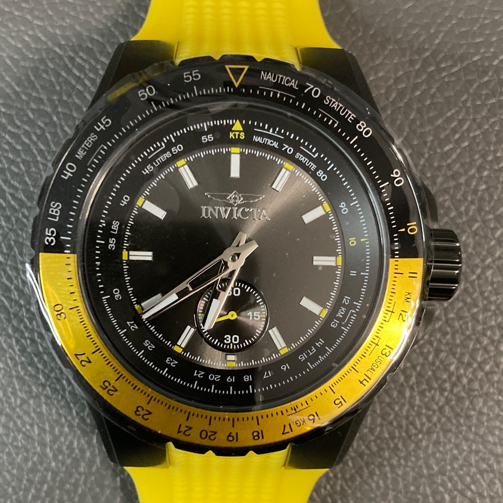 Invicta Aviator Men 50mm Stainless Steel Black Gunmetal dial VD78 Quartz 49301
